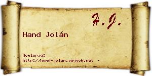 Hand Jolán névjegykártya